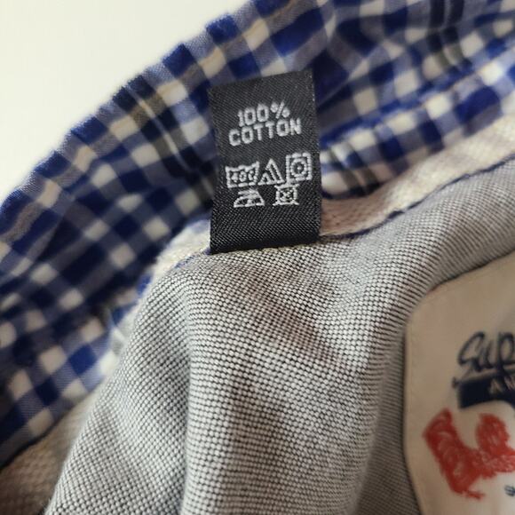 SuperbadShirt Men  Blue White Check Long Sleeve Snap Rodeo Westercore Shirt XXL - Picture 7 of 11